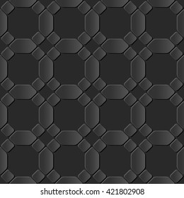 Seamless 3D dark paper cut art background 416 round corner octagon cross geometry
