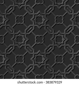 Seamless 3D elegant dark paper art pattern 004 Polygon Cross Star
