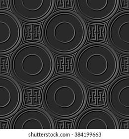 Seamless 3D elegant dark paper art pattern 016 Round Square Cross Chain
