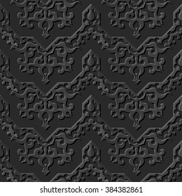Seamless 3D elegant dark paper art pattern 033 Spiral Vine Line
