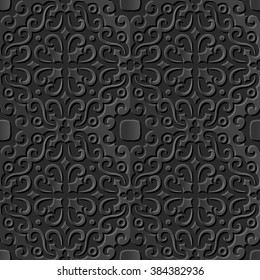 Seamless 3D elegant dark paper art pattern 038 Spiral Cross Kaleidoscope
