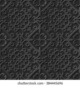 Seamless 3D elegant dark paper art pattern 044 Flower Kaleidoscope

