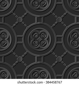 Seamless 3D elegant dark paper art pattern 060 Round Cross Dot
