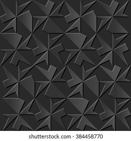 Seamless 3D elegant dark paper art pattern 053 Polygon Geometry
