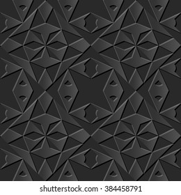 Seamless 3D elegant dark paper art pattern 057 Polygon Triangle Geometry

