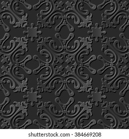 Seamless 3D elegant dark paper art pattern 078 Curve Spiral Kaleidoscope

