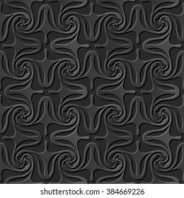 Seamless 3D elegant dark paper art pattern 079 Spiral Cross Geometry
