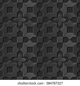 Seamless 3D elegant dark paper art pattern 109 Star Cross Geometry
