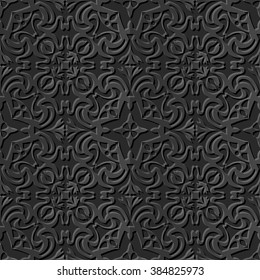 Seamless 3D elegant dark paper art pattern 114 Spiral Cross Kaleidoscope

