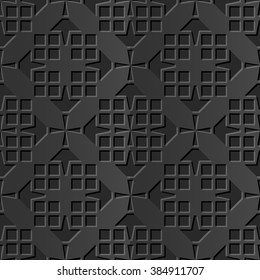 Seamless 3D elegant dark paper art pattern 137 Square Cross Check
