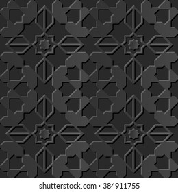 Seamless 3D elegant dark paper art pattern 125 Star Cross Geometry
