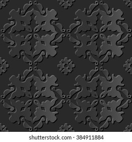 Seamless 3D elegant dark paper art pattern 131 Kaleidoscope Flower

