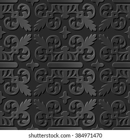 Seamless 3D elegant dark paper art pattern 151 Spiral Curve Kaleidoscope
