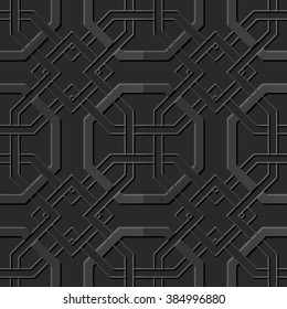 Seamless 3D elegant dark paper art pattern 174 Octagon Cross Chain
