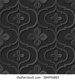 Seamless 3D elegant dark paper art pattern 171 Curve Cross Flower
