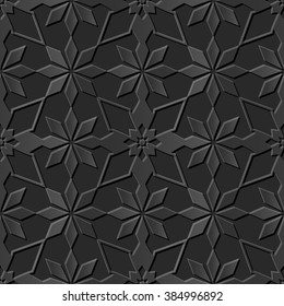 Seamless 3D elegant dark paper art pattern 162 Star Cross Flower
