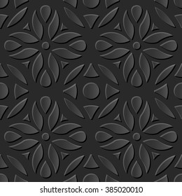 Seamless 3D elegant dark paper art pattern 189 Round Curve Flower
