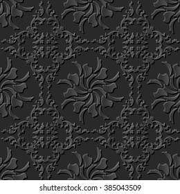Seamless 3D elegant dark paper art pattern 198 Cross Spiral Geometry
