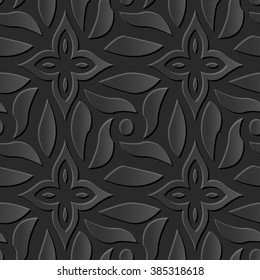 Seamless 3D elegant dark paper art pattern 210 Cross Spiral Flower
