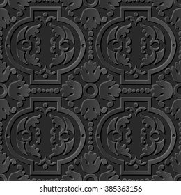 Seamless 3D elegant dark paper art pattern 213 Round Dot Flower
