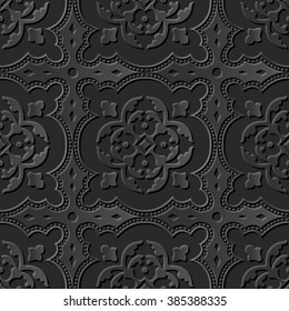 Seamless 3D elegant dark paper art pattern 230 Cross Curve Dot Line
