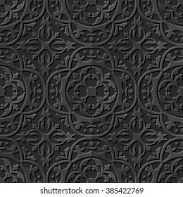 Seamless 3D elegant dark paper art pattern 237 Round Curve Kaleidoscope
