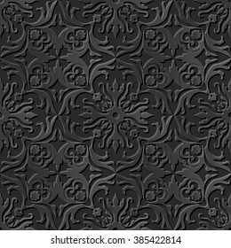 Seamless 3D elegant dark paper art pattern 232 Spiral Curve Cross
