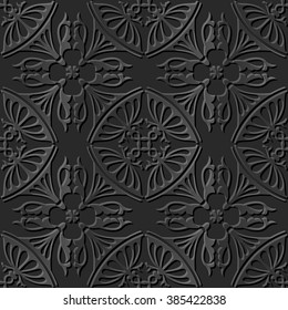 Seamless 3D elegant dark paper art pattern 231 Curve Cross Kaleidoscope
