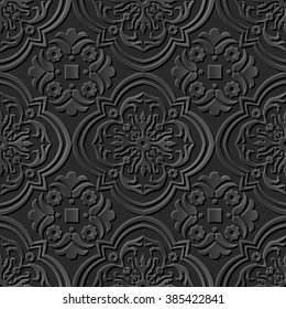 Seamless 3D elegant dark paper art pattern 240 Curve Cross Kaleidoscope
