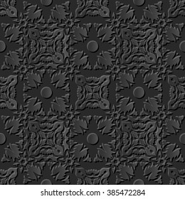 Seamless 3D elegant dark paper art pattern 242 Kaleidoscope Geometry
