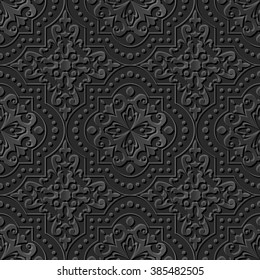 Seamless 3D elegant dark paper art pattern 247 Dot Line Round Square
