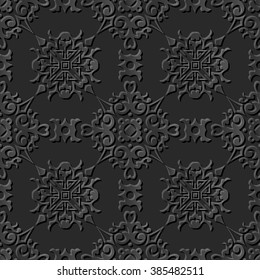 Seamless 3D elegant dark paper art pattern 246 Cross Spiral Kaleidoscope

