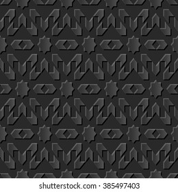 Seamless 3D elegant dark paper art pattern 252 Star Arrow Geometry
