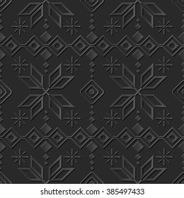 Seamless 3D elegant dark paper art pattern 253 Star Check Geometry

