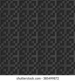 Seamless 3D elegant dark paper art pattern 255 Square Cross Geometry
