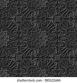 Seamless 3D elegant dark paper art pattern 262 Cross Spiral Kaleidoscope
