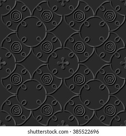 Seamless 3D elegant dark paper art pattern 270 Spiral Cross Vine
