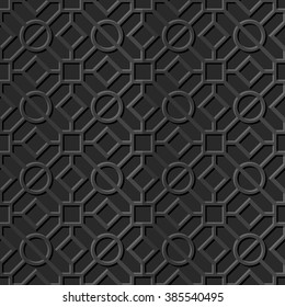 Seamless 3D elegant dark paper art pattern 275 Square Round Cross
