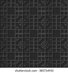 Seamless 3D elegant dark paper art pattern 290 Spiral Corner Square Cross
