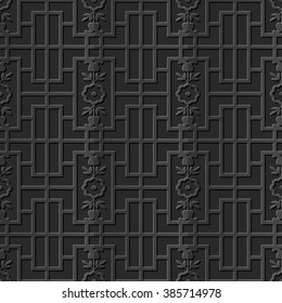 Seamless 3D elegant dark paper art pattern 287 Rectangle Flower Geometry
