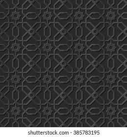 Seamless 3D elegant dark paper art pattern 298 Polygon Cross Flower
