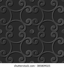 Seamless 3D elegant dark paper art pattern 308 Spiral Round Cross

