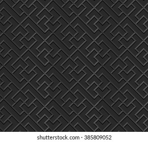 Seamless 3D elegant dark paper art pattern 310 Square Cross Spiral
