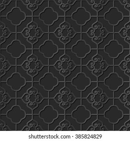 Seamless 3D elegant dark paper art pattern 307 Curve Spiral Cross
