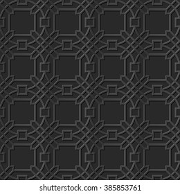 Seamless 3D elegant dark paper art pattern 320 Round Square Cross
