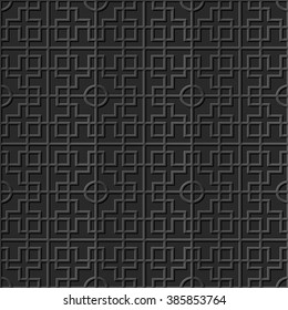 Seamless 3D elegant dark paper art pattern 314 Round Square Cross
