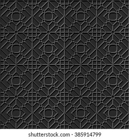 Seamless 3D elegant dark paper art pattern 331 Cross Square Round
