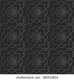 Seamless 3D elegant dark paper art pattern 335 Star Check Cross Chain
