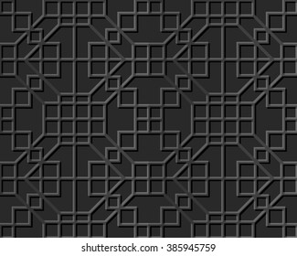 Seamless 3D elegant dark paper art pattern 353 Square Check Cross
