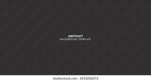 Seamless 3D geometric hole pattern on matte black metal sheet background vector illustration.